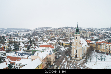 Szekszárd, a Béla király tér télen-stock-foto