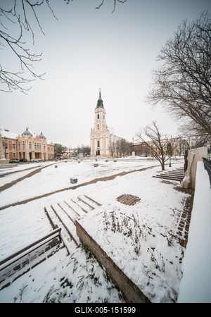 Szekszárd, a Béla király tér télen-stock-foto