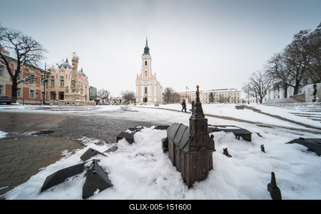 Szekszárd, a Béla király tér télen-stock-foto