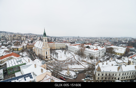 Szekszárd, a Béla király tér télen-stock-foto