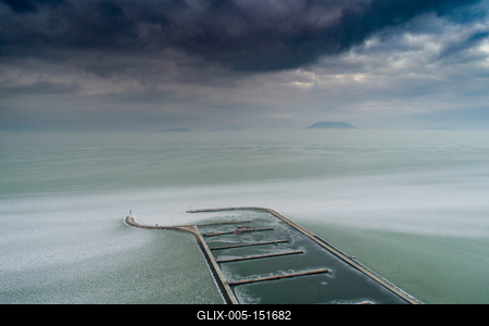 Aerial photo of Sailing boats in Lake Balaton, at Balatonfenyves-stock-foto