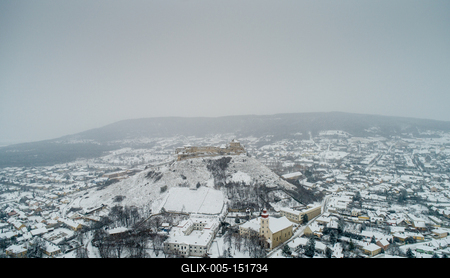 Beautiful panoramaic view of Fortress of Sumeg, Hungary at winter-stock-foto
