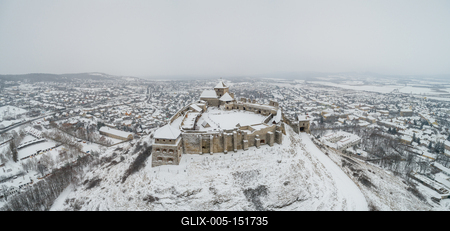 Beautiful panoramaic view of Fortress of Sumeg, Hungary at winter-stock-foto