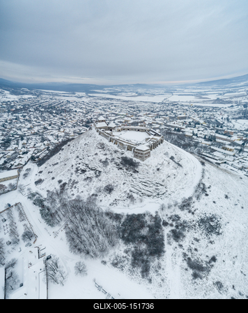 Beautiful panoramaic view of Fortress of Sumeg, Hungary at winter-stock-foto