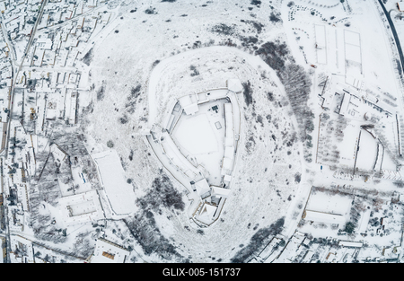 Beautiful panoramaic view of Fortress of Sumeg, Hungary at winter-stock-foto