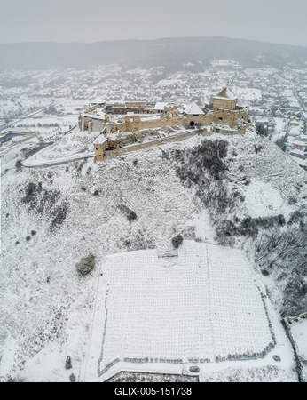 Beautiful panoramaic view of Fortress of Sumeg, Hungary at winter-stock-foto