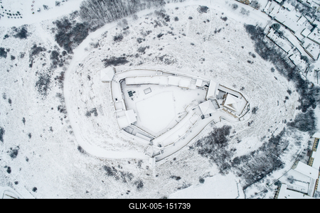 Beautiful panoramaic view of Fortress of Sumeg, Hungary at winter-stock-foto