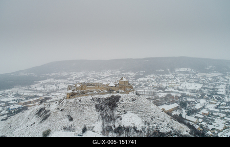 Beautiful panoramaic view of Fortress of Sumeg, Hungary at winter-stock-foto