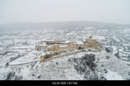 Beautiful panoramaic view of Fortress of Sumeg, Hungary at winter-stock-foto