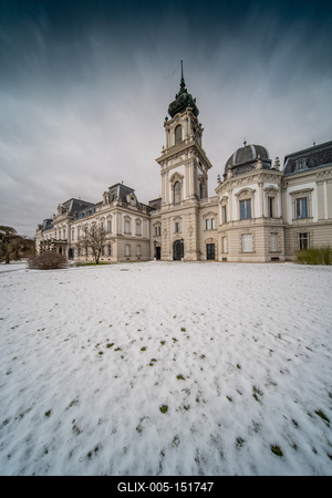 Festetics castle in Keszthely, Hungary at winter-stock-foto