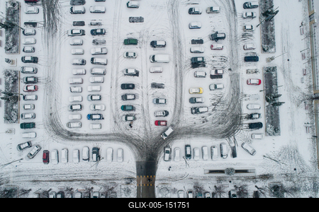 rows of parked cars covered with snow-stock-foto