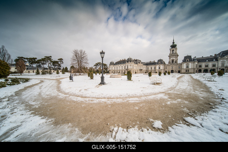 Festetics castle in Keszthely, Hungary at winter-stock-foto