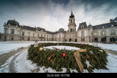 Festetics castle in Keszthely, Hungary at winter-stock-foto