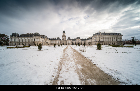 Festetics castle in Keszthely, Hungary at winter-stock-foto
