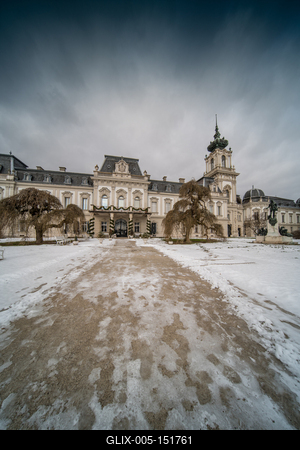 Festetics castle in Keszthely, Hungary at winter-stock-foto
