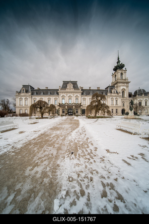 Festetics castle in Keszthely, Hungary at winter-stock-foto