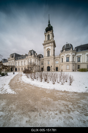 Festetics castle in Keszthely, Hungary at winter-stock-foto