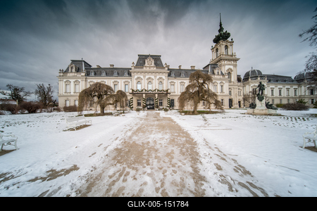 Festetics castle in Keszthely, Hungary at winter-stock-foto