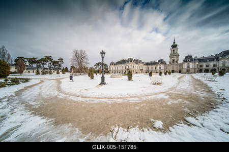 Festetics castle in Keszthely, Hungary at winter-stock-foto