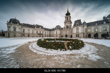 Festetics castle in Keszthely, Hungary at winter-stock-foto