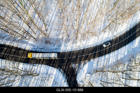 road with snowy forest in Hungary-stock-foto