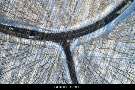 road with snowy forest in Hungary-stock-foto