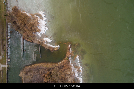 Balatonbereny csicsergo beach drone view at winter-stock-foto