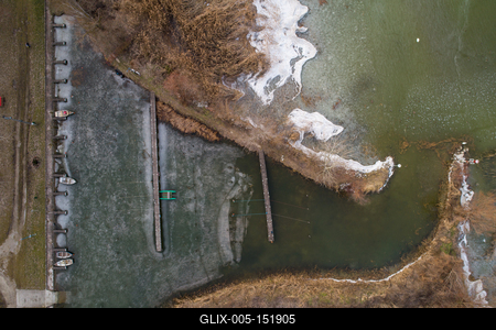 Balatonbereny csicsergo beach drone view at winter-stock-foto