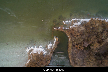 Balatonbereny csicsergo beach drone view at winter-stock-foto