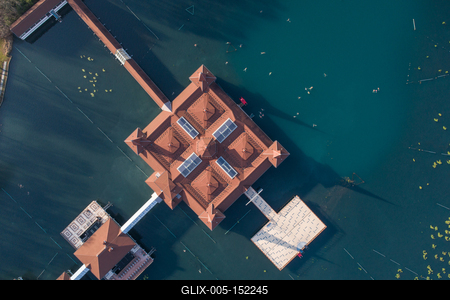 Aerial photo of thermal lake in Heviz, Hungary-stock-foto