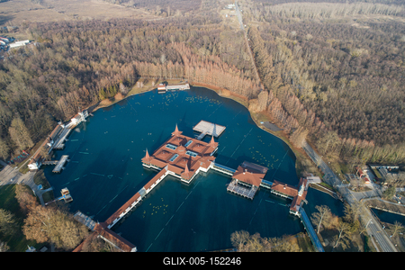 Aerial photo of thermal lake in Heviz, Hungary-stock-foto