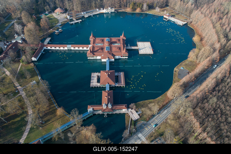 Aerial photo of thermal lake in Heviz, Hungary-stock-foto