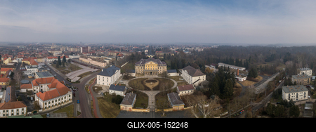 Aerial photo of Batthyany castle, Kormend-stock-foto