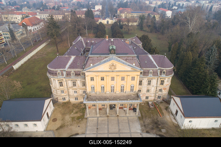 Aerial photo of Batthyany castle, Kormend-stock-foto