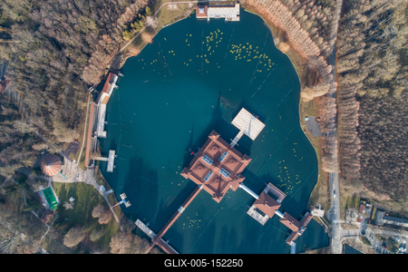 Aerial photo of thermal lake in Heviz, Hungary-stock-foto