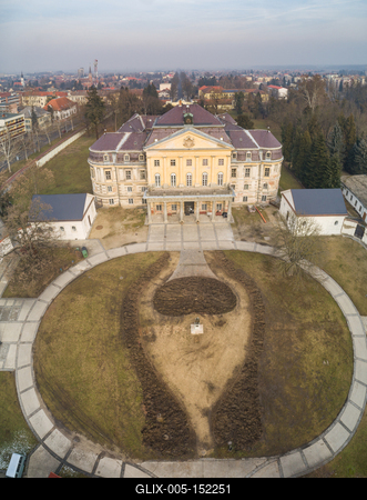 Aerial photo of Batthyany castle, Kormend-stock-foto