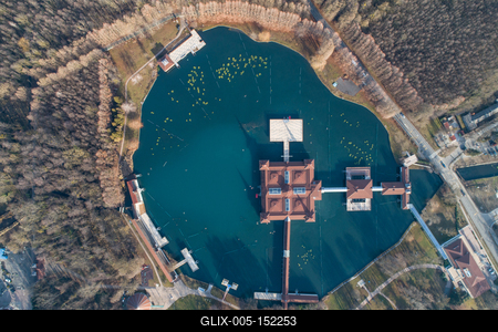 Aerial photo of thermal lake in Heviz, Hungary-stock-foto