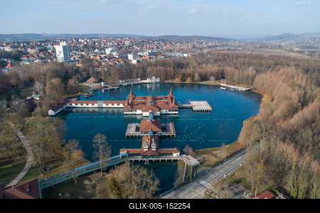 Aerial photo of thermal lake in Heviz, Hungary-stock-foto