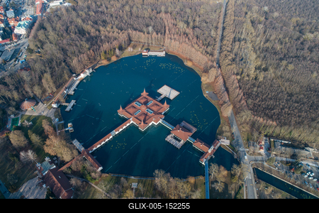 Aerial photo of thermal lake in Heviz, Hungary-stock-foto
