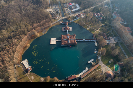 Aerial photo of thermal lake in Heviz, Hungary-stock-foto