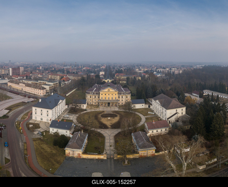 Aerial photo of Batthyany castle, Kormend-stock-foto