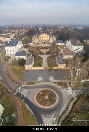 Aerial photo of Batthyany castle, Kormend-stock-foto