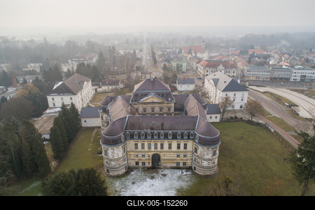 Aerial photo of Batthyany castle, Kormend-stock-foto
