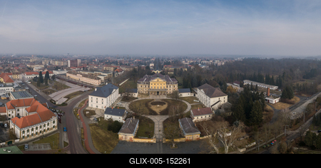 Aerial photo of Batthyany castle, Kormend-stock-foto