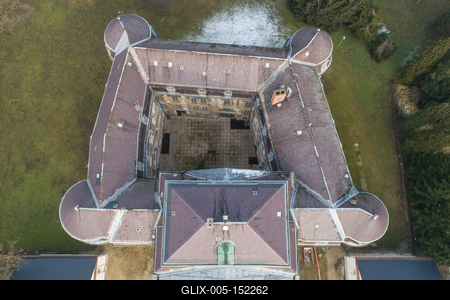 Aerial photo of Batthyany castle, Kormend-stock-foto