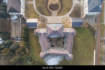 Aerial photo of Batthyany castle, Kormend-stock-foto