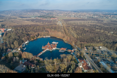 Aerial photo of thermal lake in Heviz, Hungary-stock-foto