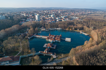 Aerial photo of thermal lake in Heviz, Hungary-stock-foto