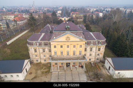 Aerial photo of Batthyany castle, Kormend-stock-foto