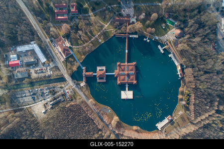 Aerial photo of thermal lake in Heviz, Hungary-stock-foto